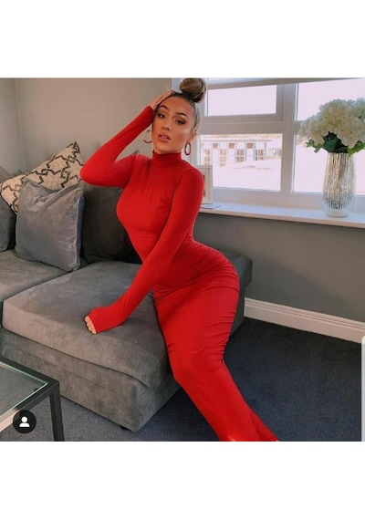 Pink Life Maksi Kırmızı Sandy Kumaş Elbise Kırmızı