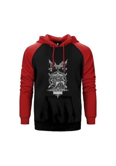 Mayhem A Season İn Blasphemy Kırmızı Renk Reglan Kol Kapşonlu Sweatshirt Kırmızı