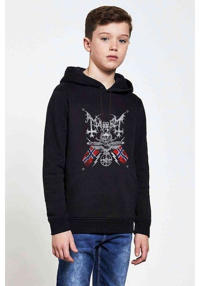 Tshirthane Mayhem Band Baskılı Unisex Çocuk Kapüşonlu Siyah Sweatshirt Siyah