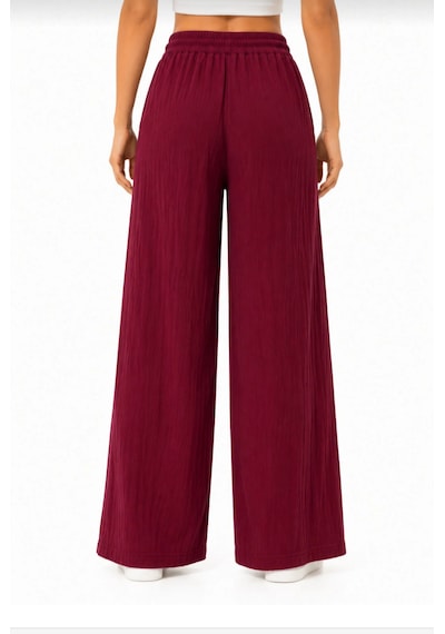Comeor Comedy Bel Lastikli Geniş Paca Bordo Pantalon