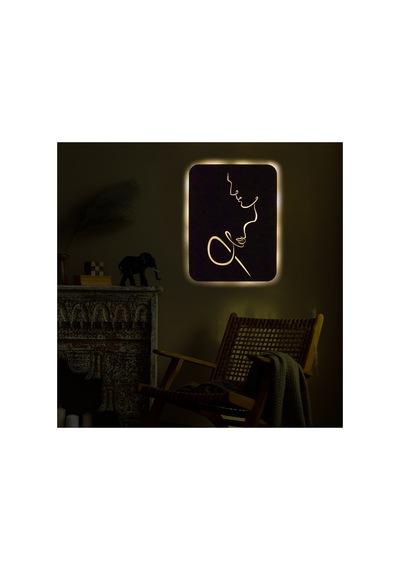 Led Işıklı Kişiselleştirilebilir Çift Temalı Tablo Vivian Dekoratif Gece Lambası Sarı - 737244829 Sarı