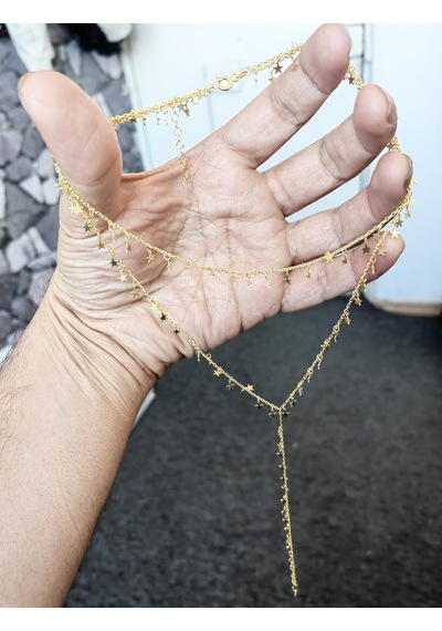 Choker Ve Y Kolye 2 Si 1 Arada Yıldızlı Gümüş Kolye Rose Gold