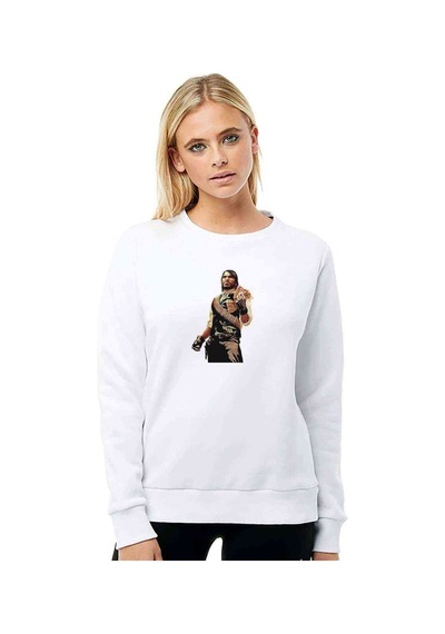 Red Dead 2 John Marston Baskılı Beyaz Kadın Sweatshirt