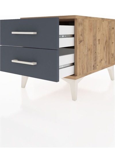 Kronos Komodin 2 Çekmeceli 44x59x48 Çam-antrasit Çam