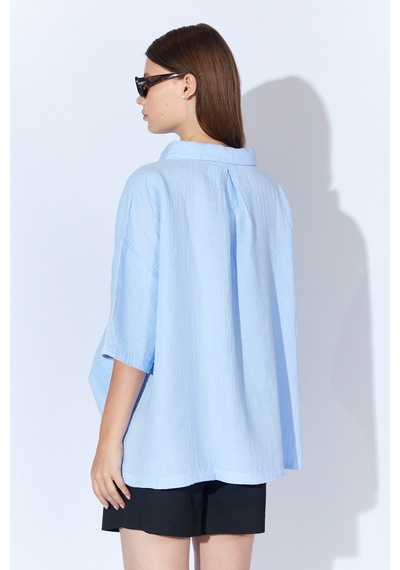 Manche Müslin Kadın Oversize Gömlek Bebe Mavi Mks166965-01