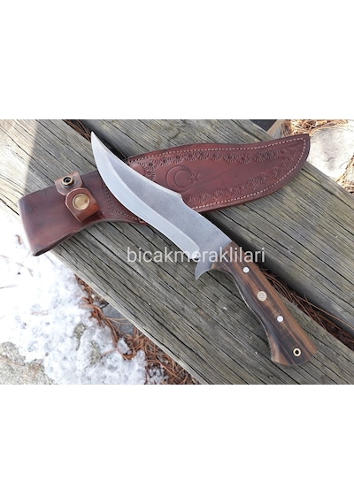 Ahşap Sap Av Kamp Bıçağı 4116 Çelik 30 CM Kahverengi