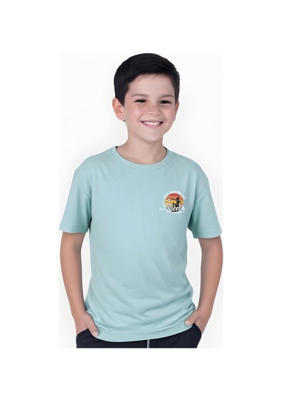 Panios Kids Soccer Baskılı Erkek Çocuk Kısa Kollu Tişört Mint Yeşili