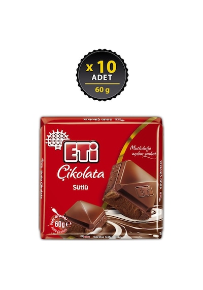 Çikolata Sütlü Kare 60 G X 10 Adet