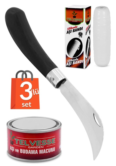 Desan Eğri Aşı Bıçağı Aşı Macunu Aşı Bandı 3'lü Paket Ağaç Aşıl