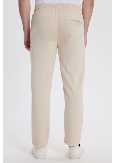 Tudors Erkek Slim Fit Dar Kesim Beli Bağcıklı 3 Cepli Geniş Paça Kemik Eşofman Altı-41911 Kemik