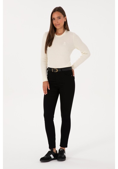 U.S. Polo Assn. Kadın Siyah Toothpick Fit Kanvas Pantolon 50317139-VR046