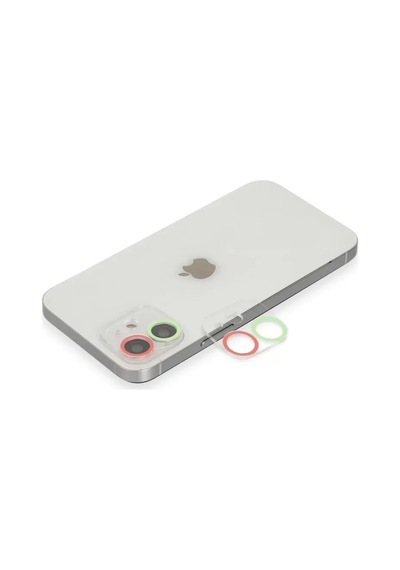 Newface Apple İphone 12 Renkli Kamera Lens Koruma Cam - Yeşil-pembe