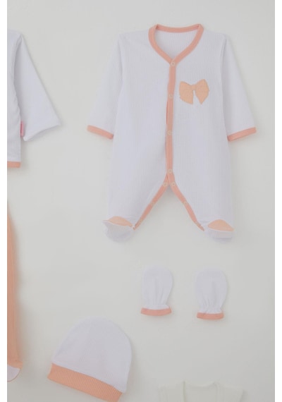 Breeze Kız Bebek Hastane Çıkışı 8 Li Fiyonk Nakışlı 0-3 Ay, Beyaz