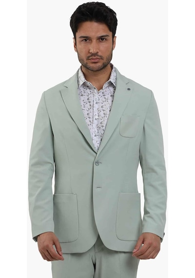 Dufy Yeşil Erkek Slim Fit Düz Mono Yaka Casual Ceket - 104431-yesıl Yeşil