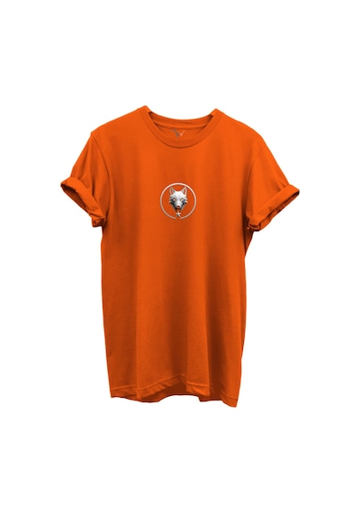 Kurt Ve Türk Özel Koleksiyon Serisi-10 Tasarım Baskılı %100 Pamuk T-shirt Turuncu