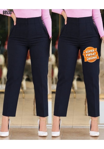 Veraura Lifestyle Kadın Üste Oturan Paçası Bilek Üzerinde Biten Krep Kumaş Kumaş Pantolon 36 S - 50 5xl Siyah