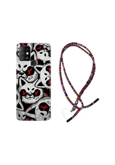Infinix Hot 8 Kılıf Rasta Boyun Askılı Kızgın Kediler 1781