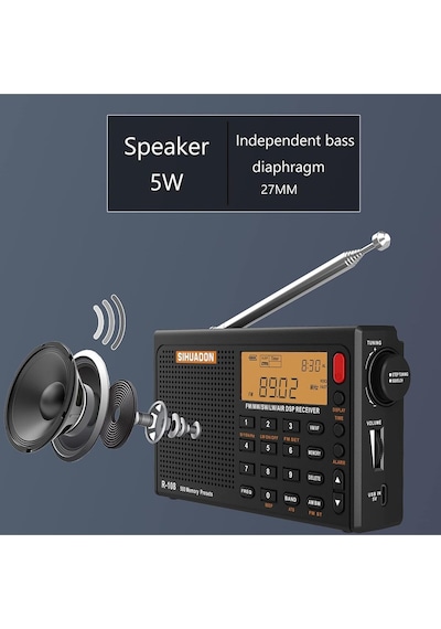 Sıhuadon R-108 Radyo Fm Stereo Dijital Taşınabilir Radyo Am Sw Hava Radyo Alıcısı