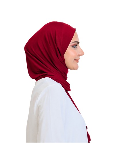 Modish Group Penye Boyun Kapamalı Şal Başörtü Hazır Giyim Turban Esnek Jersey Şal Bordo