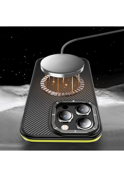 Apple Uyumlu iPhone 14 Pro Kılıf Mat Transparan Karbon Fiber Görünümlü Wlons Marin