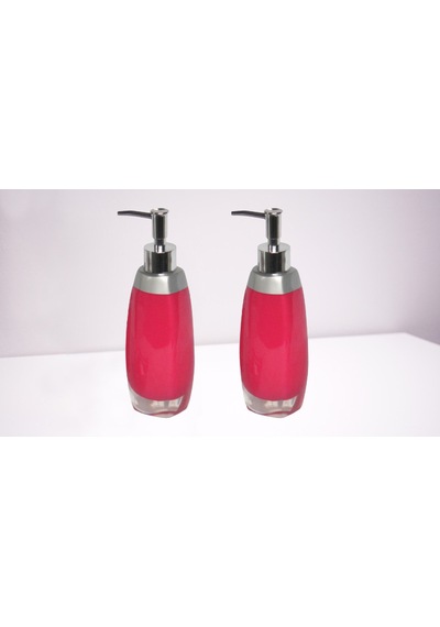Banyo Seti Sıvı Sabunluk 2 Adet Gri Pembe Model Poliresin 6x5x22c Gri - Pembe