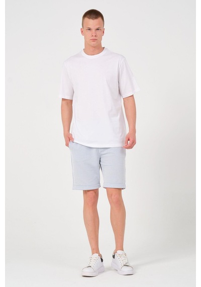 Rich Erkek %100 Pamuk Oversize Tişört Basic Bisiklet Yaka Kısa Kollu T-shirt Beyaz