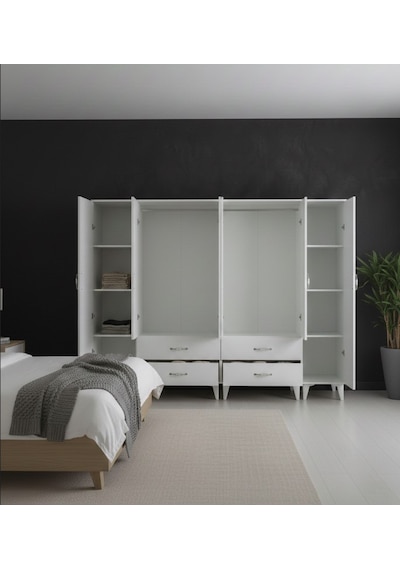 Zerkaconcept Odin 6 Kapaklı Dolap Gardırop Byz - M1 Beyaz