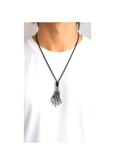 Kore İp Askılı Ve Krom Çelik Kaplamalı Unisex Tribal Kolye Kkrm-07 Gümüş8