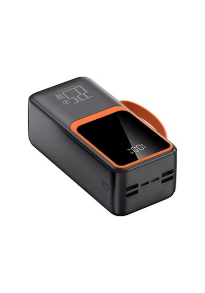 50000mah Powerbank 22.5w Hızlı Şarj Özellikli Type C Ve Lightning Kablolu Pd Taşınabilir Şarj Aleti Siyah