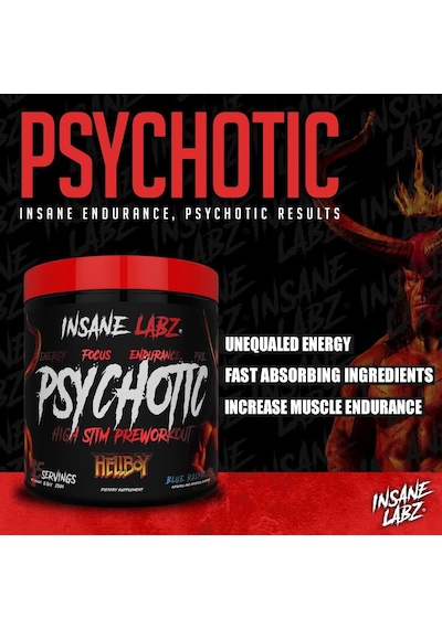 Insane Labz Psychotic Preworkout Nitric Oxide Boosts Focus Energy 35 Servis Karışık