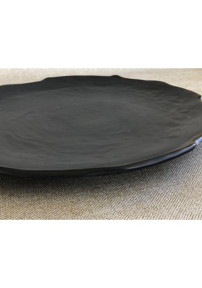 Melamin Yassı Yuvarlak Servis Tabağı Siyah 27cm - Melamin Tabak