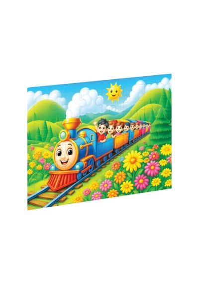 Renkli Tren Ahşap Puzzle