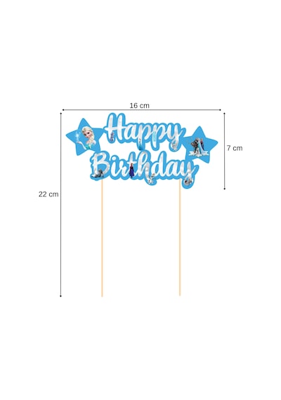 Elsa Frozen Temalı Happy Birthday Kaligrafi Pasta Üstü Süs Tüm Yaşlar