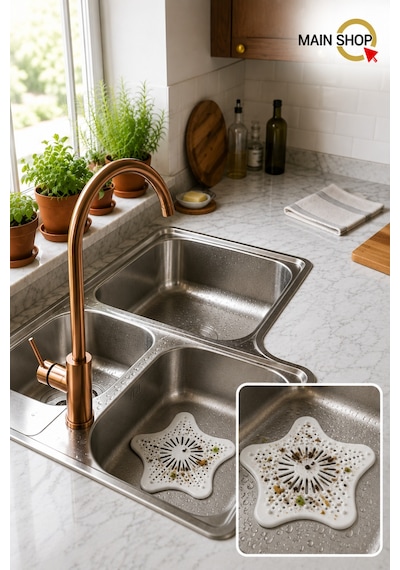 Mainshop 1 Adet Beyaz Yıldız Şeklinde Vantuzlu Lavabo Ve Küvet Tıkacı Süzgeç M-114