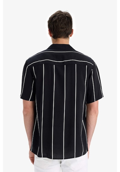 DeFacto Regular Fit Apaş Yaka Çizgili Yazlık Kısa Kollu Gömlek E2559AX25SMBK81