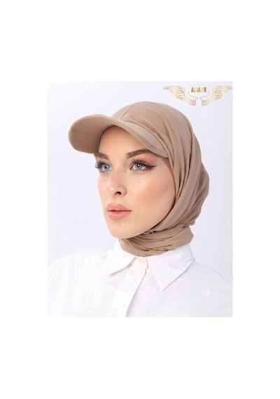 ALDAIYR Şapkalı Boneli Hazır Şal Hijab Sandy Vizon