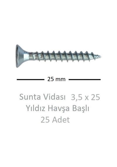 Sunta Vidası, 3,5 X 25 Mm, 25 Adet, Yhb Vida 3,5 x 25