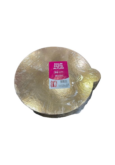 Omeyva Yuvarlak Kalın Altın Pasta Kek Turta Altlığı Tabanı - 24 Cm. - 25 Adetlik Paket Altın