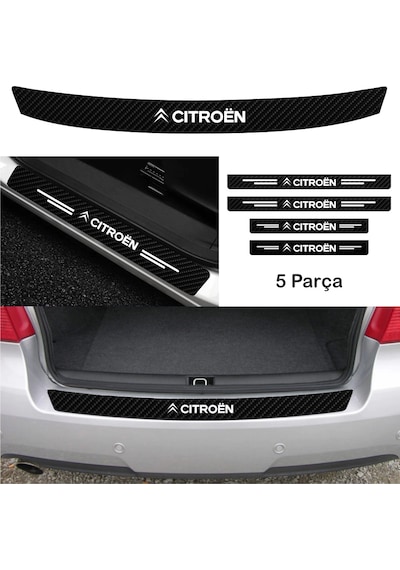Citroen Bx İçin Uyumlu Aksesuar Oto Bağaj Ve Kapı Eşiği Sticker Set Karbon Kırmızı