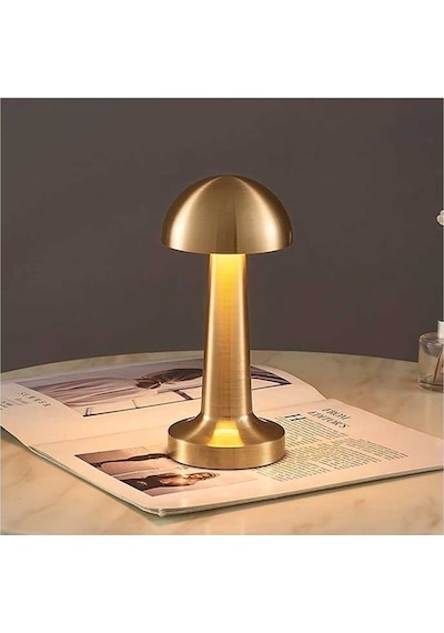 Masa Lambası Gece Lamba Mantar Model Usb Şarjlı Dekoratif Gold Re