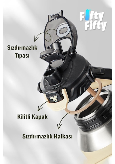 Tkk 1500 Ml Profesyonel Kamp Matarası/çelik Termos Çift Kullanım Pipetli/rahat İçim 12/24 Yalıtım -20311500 001