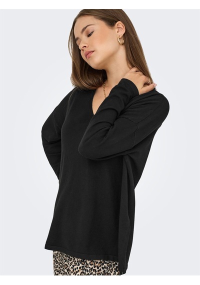 Only Onlamalıo Lıfe Ls V-neck Knt Kadın Black Kazak - 15340735 Black