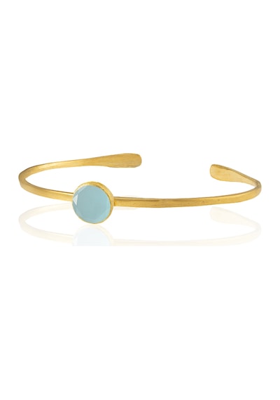 Kadir Jewellery Zirkon Taşlı Ayarlanabilir 22 Ayar Altın Kaplama Bilezik Açık Mavi