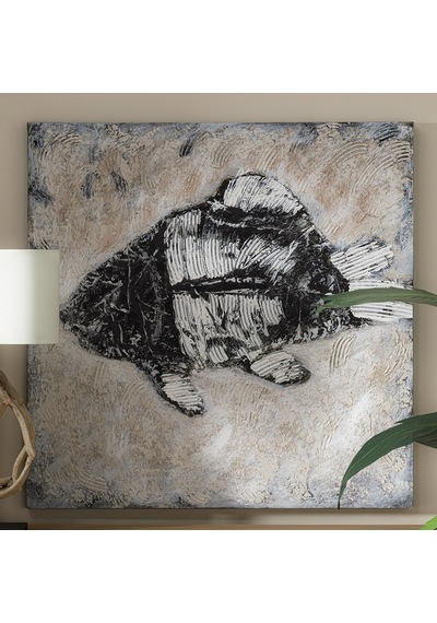 Fossıl Fısh Yağlıboya Tablo 100x100cm