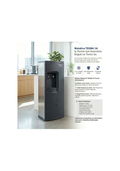 Tegra Ofis Tipi Soğutuculu Su Arıtma Sebili 13 Lt Çelik Tank & 10 Lt/saat Soğutma