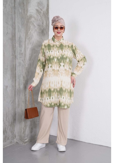 Polologin Butik Yeşil Kahverengi Desenli Tunik Ve Krem Pantolon Takım Yeşil & Kahverengi & Krem Polologin Butik Yeşil Kahverengi Desenli Tunik Ve Krem Pantolon Takım Yeşil & Kahverengi & Krem