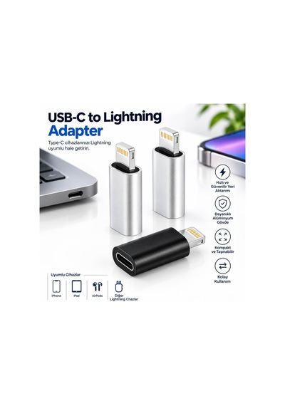 İphone İle Uyumlu Type-c Şarj Otg Çevirici Adaptör Usb-c Dönüştürücü Adaptör Aparatı Zr351