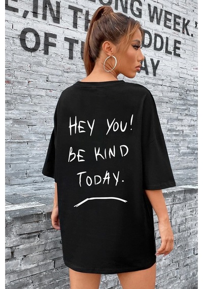 Unisex Hey You Baskılı Tasarım Tshirt SIYAH