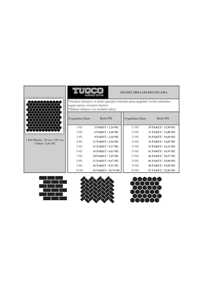 Tuqco Doğaltaş 1" Hexagon Carrara Eskitme Mermer Mozaik