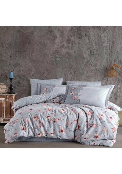 Hobby Çift Kişilik Poplin Nevresim Takımı Benita Gri 8698499176751